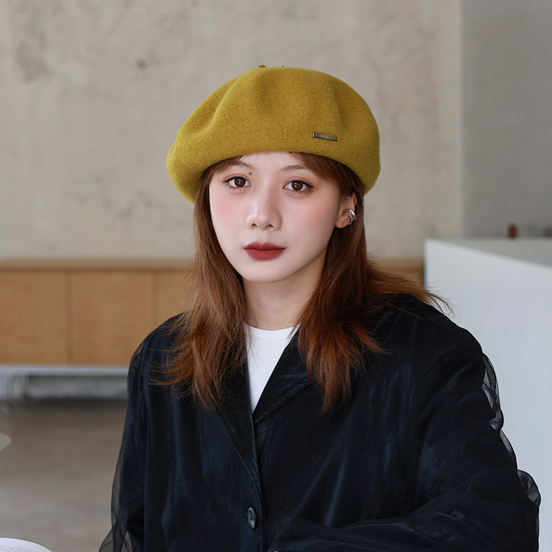 【一抹秋香色】羊毛贝雷帽女秋冬复古英伦风画家帽日系蓓蕾南瓜帽