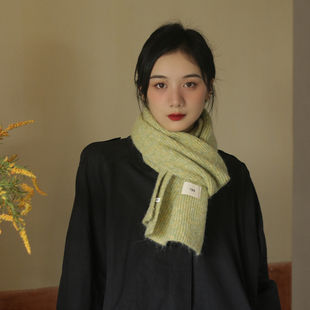 egg韩版羊毛围巾男女冬季针织保暖纯色贴布围脖情侣围巾潮学生韩