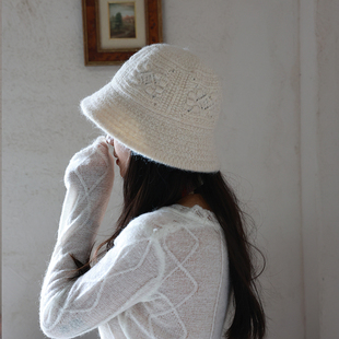 冬眠」复古花纹钩针毛线渔夫帽子女秋冬保暖护耳防风针织盆帽子女