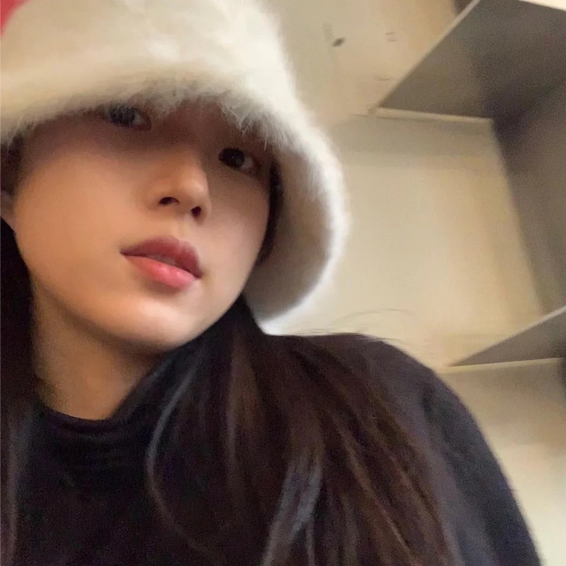 百搭韩版冬季乳白色兔毛渔夫帽