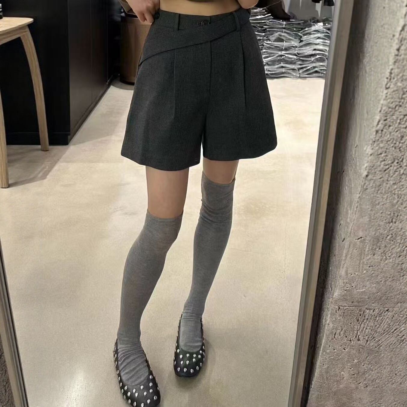 欧洲站韩版高腰显瘦阔腿短裤女图片