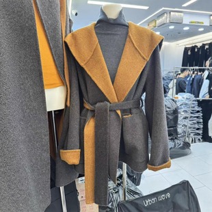 宽松休闲双面羊绒大衣女高品质拼色外套 时尚 气质女王 东大门韩版