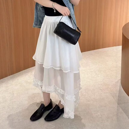 YAOWU欧货正品夏季宽松显瘦不规则拼接设计感小众半身裙女Q26012