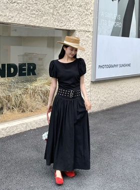 LYDF 85126法式气质优雅显瘦收腰小众设计感连衣裙女夏季A字长裙