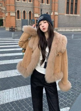 LYDF韩版宽松加厚高货狐狸毛领羽绒服女欧货高级鹅绒短外套 85222