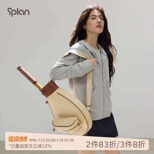SPLAN轻运动连帽百搭卫衣开衫秋季纯色上衣修身户外运动休闲薄款