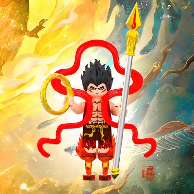 哪吒之魔童闹海三头六臂敖丙第三方积木人仔MOC拼玩具适用于乐高