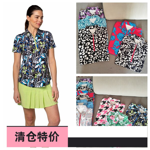 高尔夫女装夏季短袖t恤polo衫冰丝速干大码印花网球衣服运动户外