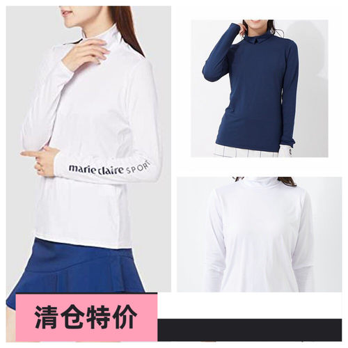 高尔夫女长袖T恤半高领冰丝打底
