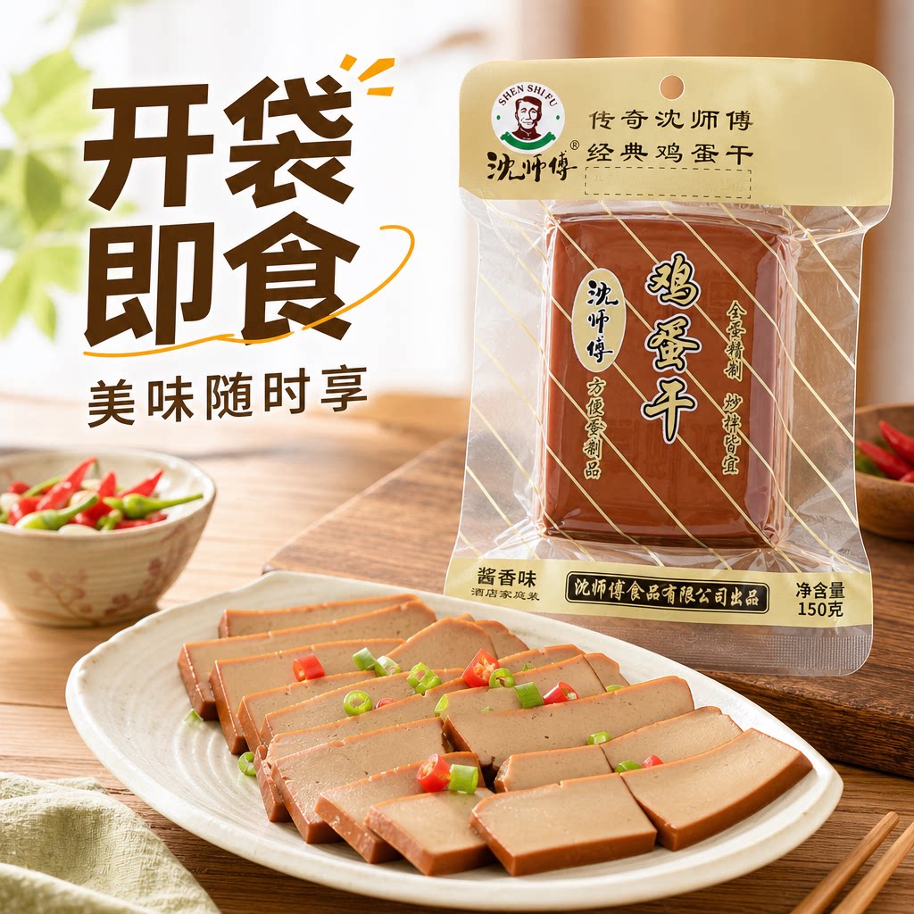 沈师傅鸡蛋干150g四川特产酱香五香豆干凉拌炒菜休闲零食小吃整箱