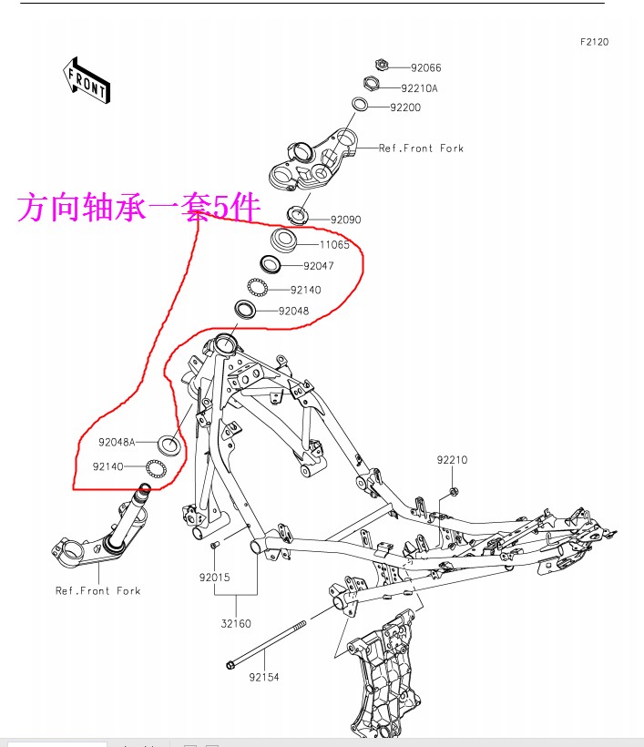 全新原装忍者NINJIA400 Z400 忍者300车头方向压力轴承 摩托车/装备/配件 轴承 原图主图