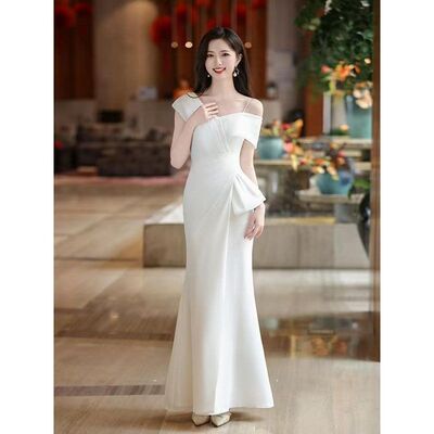 2026白色晚礼服裙新款宴会轻奢小众高端订婚敬酒服新娘高级感鱼尾