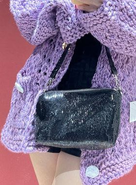 2025新款亮片手拿晚宴包宴会腰包女斜挎包手拎单肩女包手提泡泡包