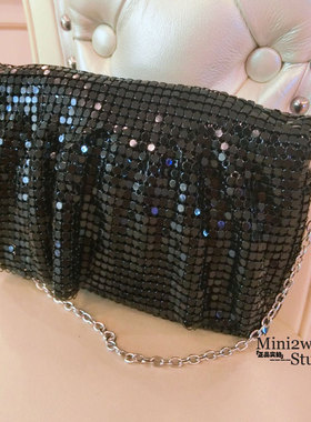 流苏亮片翻盖皱折手拿晚宴包宴会腰包女斜挎包手拎单肩女包手提包