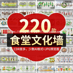 食堂文化墙公司企业学校职工学生饮食餐厅CDR模板源文件设计素材