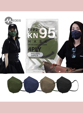 香港MEDEIS港版防护四层彩色宽耳带渐变时尚潮流口罩kn95透气人气