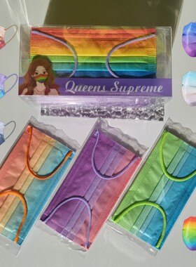 彩虹渐变香港时尚口罩防护成人潮流Medeis腮红秋冬新款透气轻薄夏