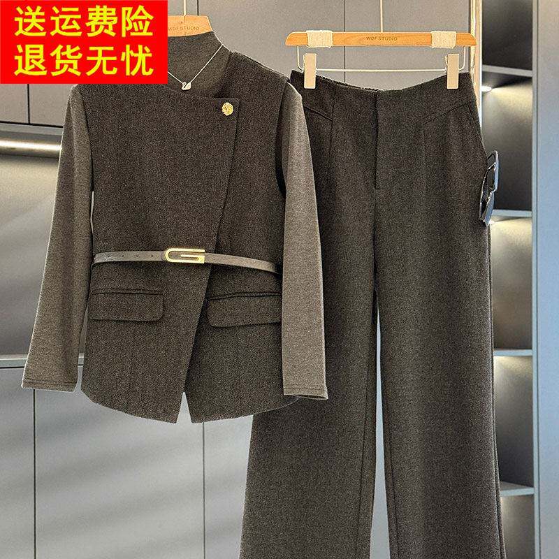 时尚洋气妈妈装三件套女显瘦2025年秋装新款气质百搭中老年人套装
