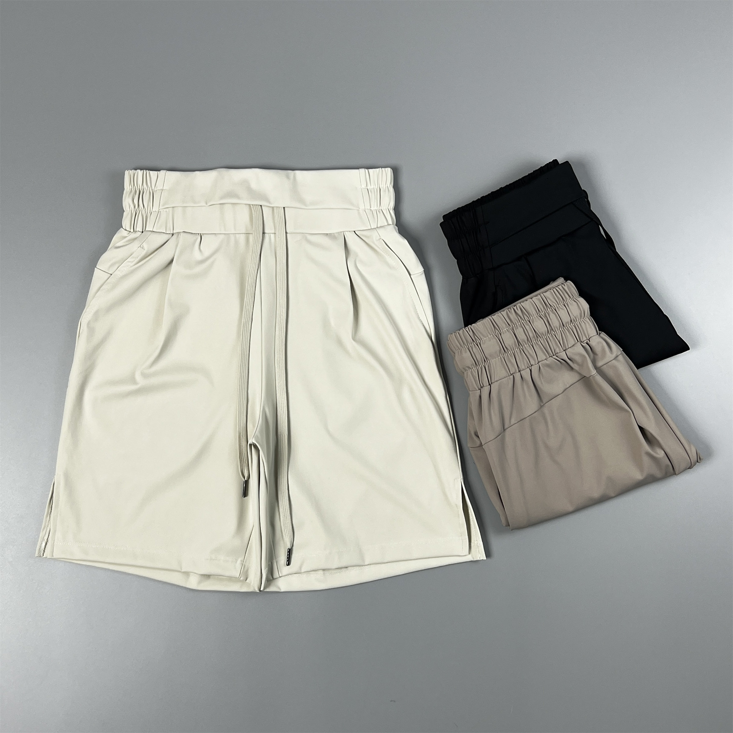 锦纶高级腰部弹力抽绳运动休闲外穿五分裤女速干透气瑜伽健身中裤