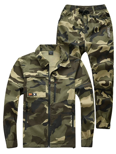 Летний тонкий мужской хлопковый эластичный износостойкий дышащий комбинезон, камуфляжные штаны