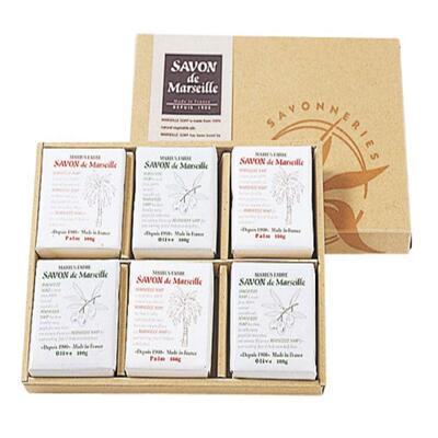 法国MARIUS FABRE无香橄榄和棕榈马赛皂6个装 沐浴洁面皂 100克*6