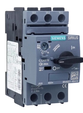 原装正品 西门子 CLASS 10 260A保护断路器 3RV6021-4BA10 14-20A