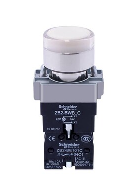 原装正品施耐德带灯按钮开关 XB2BW31B1C 自复位 24V 1常开 白