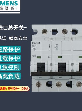 西门子 5SP4大功率黑色断路器 2P 3P 4P 80A 100A 125A 空气开关