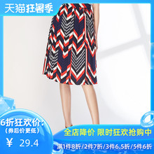 简朵女装夏季新品百搭减龄印花百褶裙松紧腰宽松中裙半身裙B62150