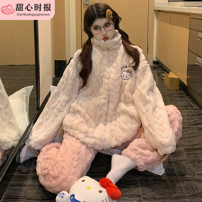 甜心时报女珊瑚绒冬季家居服套装