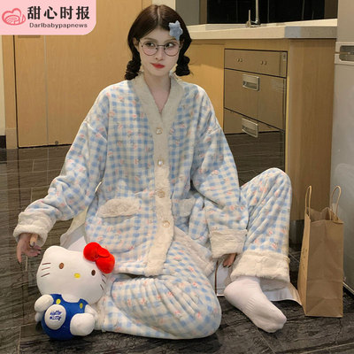 甜心时报女珊瑚绒冬季家居服套装