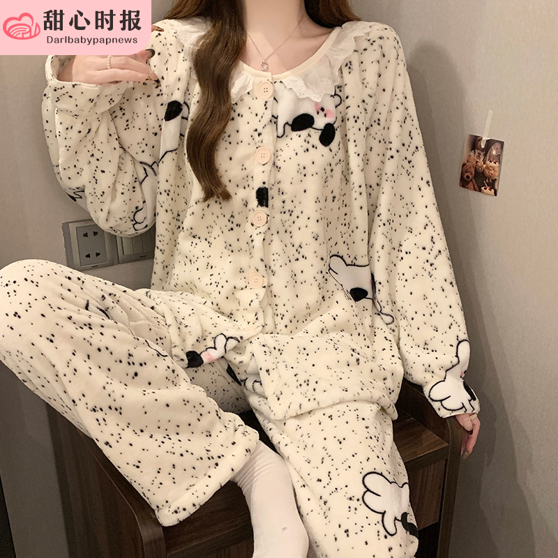 甜心时报女法兰绒冬季家居服套装