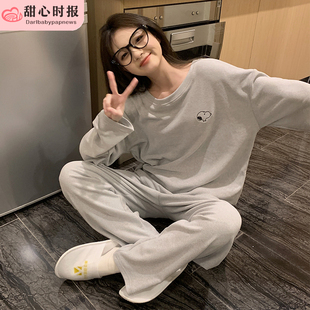 睡衣女款德绒保暖长袖春秋冬季2024年新款简约高级感家居服可外穿