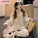 家居服公主风套装 珊瑚绒睡衣女冬季 加厚加绒甜美可爱法兰绒秋冬款