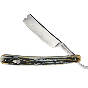 美国正品 Rough Rider 粗野骑士 大马士革钢剃刀 肉桂色鹿骨柄