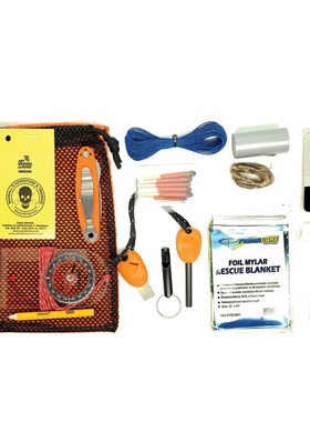 美国 ESEE 生存工具包 橙色网袋 开箱刀 防水火柴 指南针户外应急