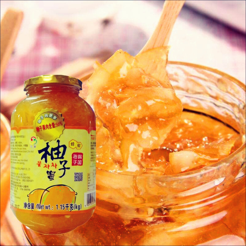 蜂蜜柚子蜜 韩国三盈柚子蜜 柚子茶果肉茶浆 蜂蜜柚子茶酱1150克