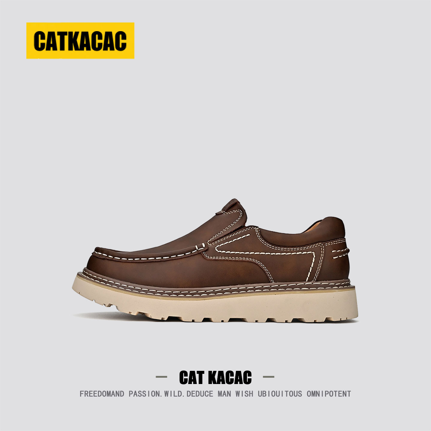 美国CATKACAC老钱风乐福鞋男款秋季复古一脚蹬男士休闲轻奢豆豆鞋