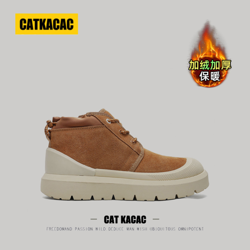 美国CATKACAC情侣雪地靴男款东北防寒加绒保暖冬季东北男士棉鞋女