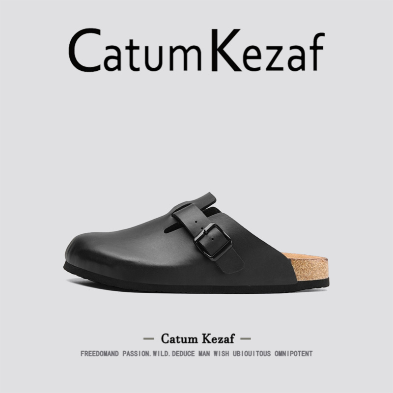 美国CatumKezaf黑色勃肯鞋女2025新款秋季一脚蹬厚底软木博肯鞋男