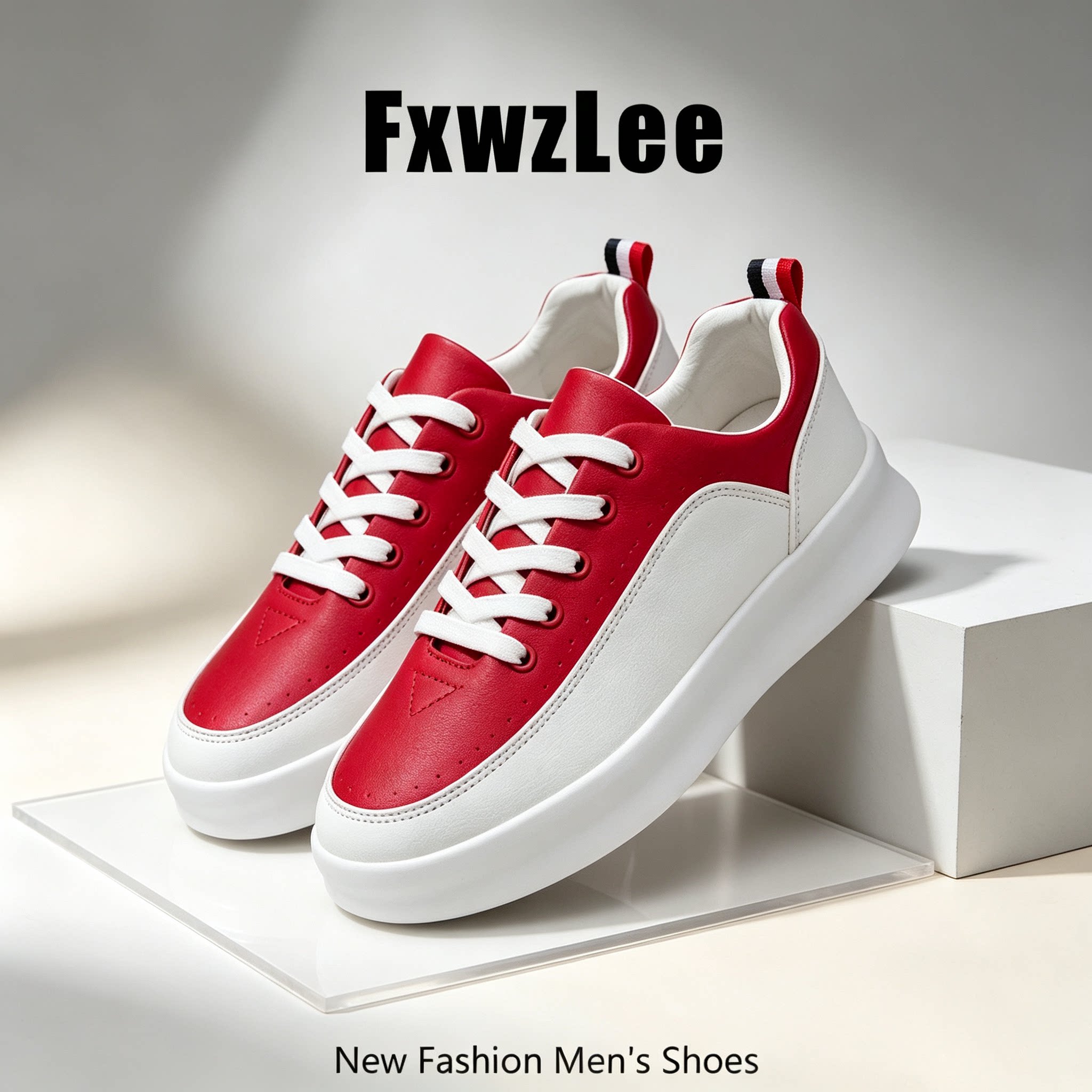 【热烈红调】FxwzLee2026秋季简约撞色板鞋男大头休闲开车鞋子