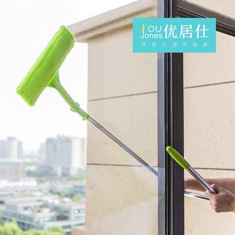 双面长柄可伸缩旋转擦玻璃神器U型高层家用打扫卫生清洁
