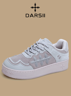 DARSII正品时尚休闲鞋女平底圆头女鞋防滑耐磨厚底减震运动鞋男