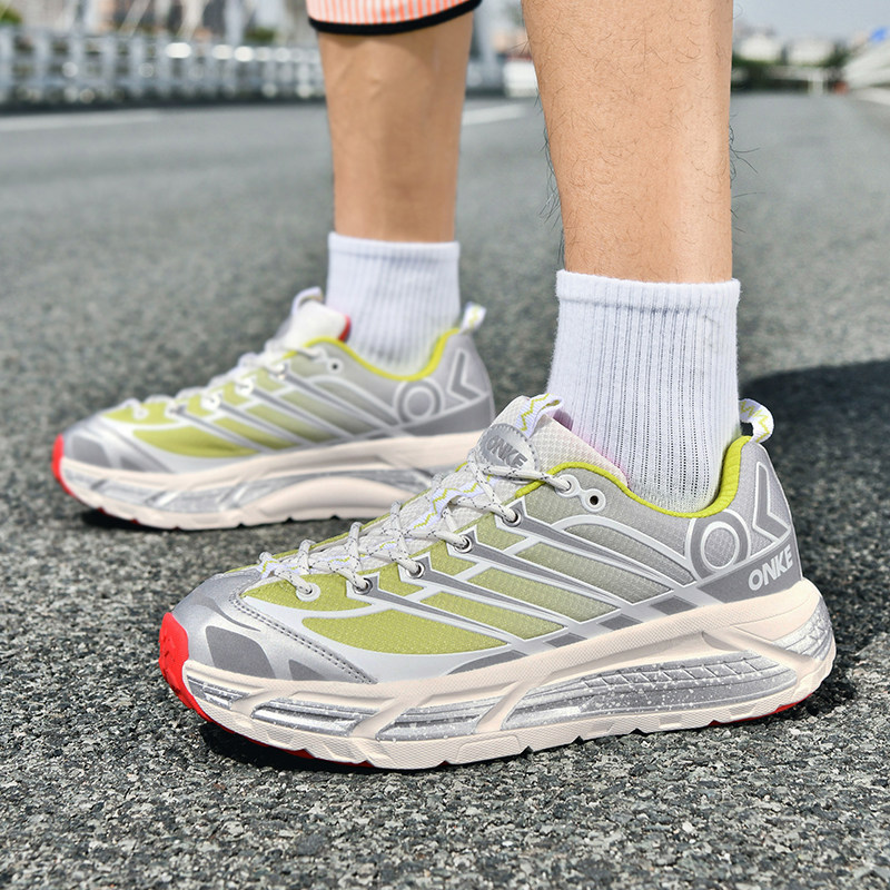 ONKE跑步鞋男秋透气轻便防滑运动鞋女减震厚底耐磨超轻网面慢跑鞋