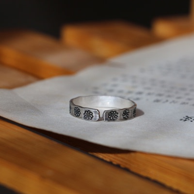 999纯银手工原创复古文艺小雏菊