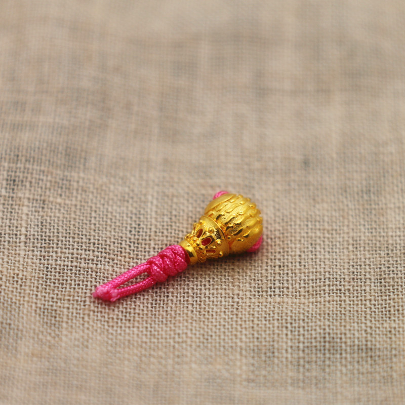 999足金佛头24K纯黄金三通佛塔佛珠配件纯金三通新款云纹加厚圆珠