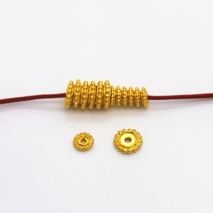 999足金24k纯黄金实心法轮隔片古法铸造文玩DIY配件配饰珠宝配件