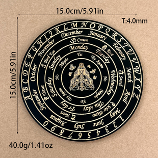 灵摆表盘木质指示雕刻纹理灵摆盘调频水晶底座SRT疗愈工具黑色