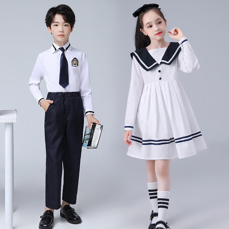 元旦儿童大合唱演出服中小学生诗歌朗诵表演服海军风校服套装裙冬