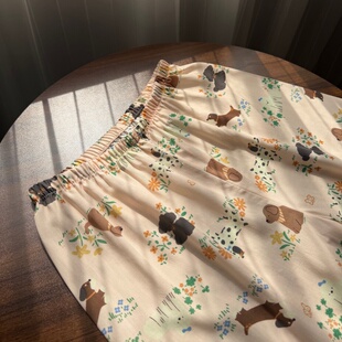 卡通人造棉可外穿遛弯家居长裤 女士薄款 子直筒宽松 棉绸睡裤 夏季